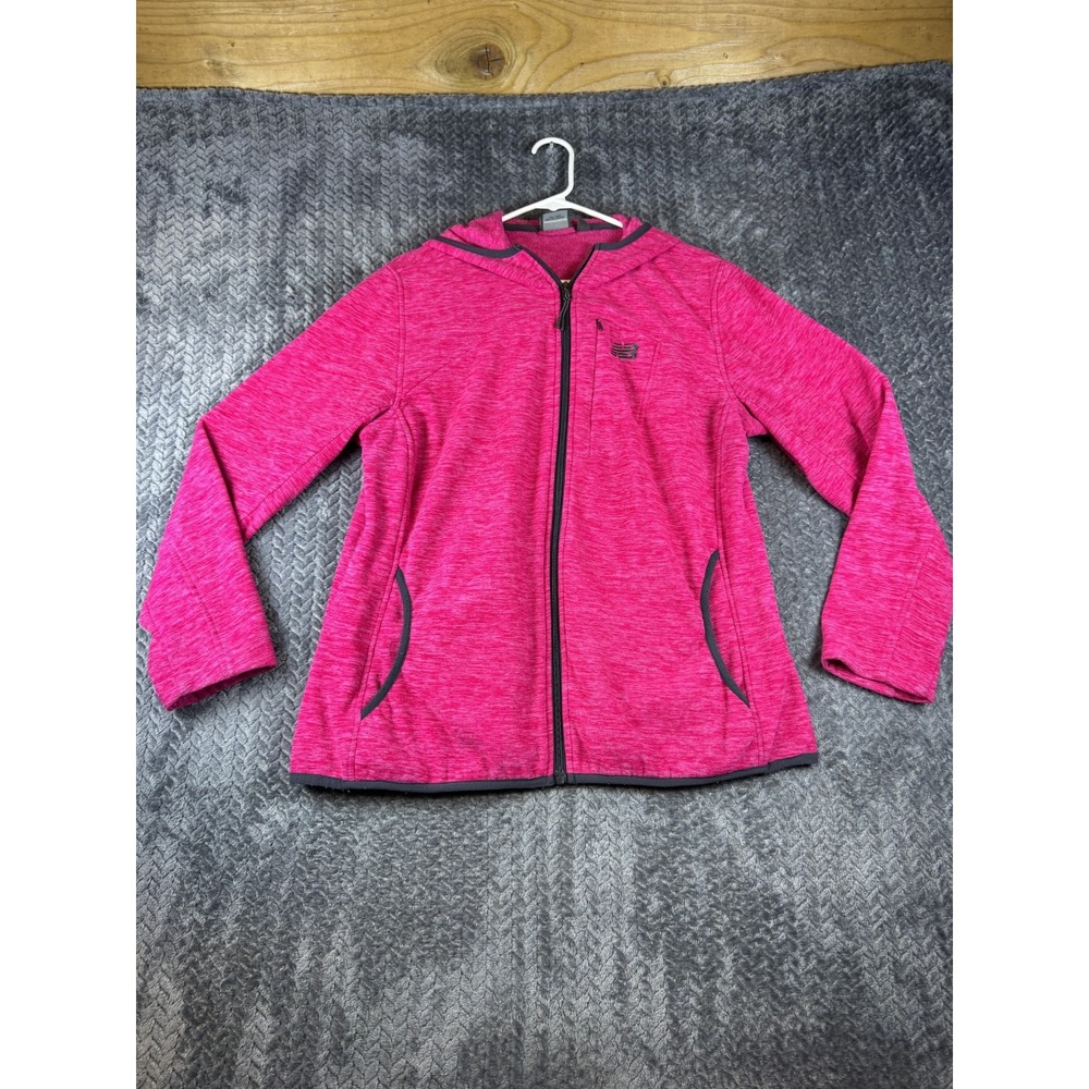 New Balance Womens XL Pink Fleece Hooded Jacket Full Zip Stretch RN130893